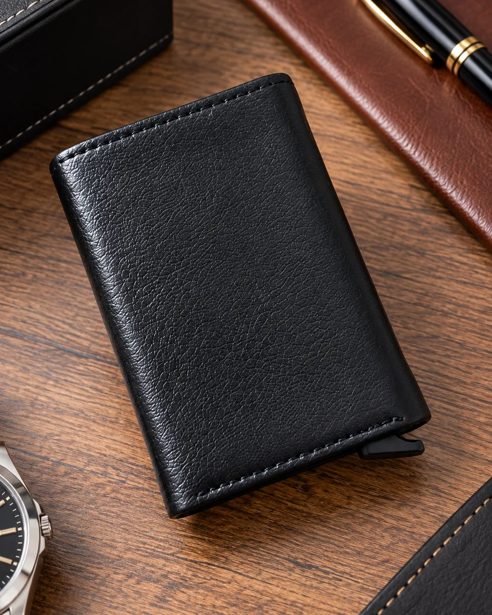 Portefeuille Homme Noir Personnalisé – Gravure Laser