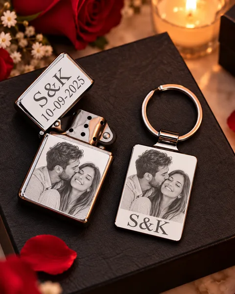 Briquet et Porte-Clés Personnalisés avec Photo et Gravure