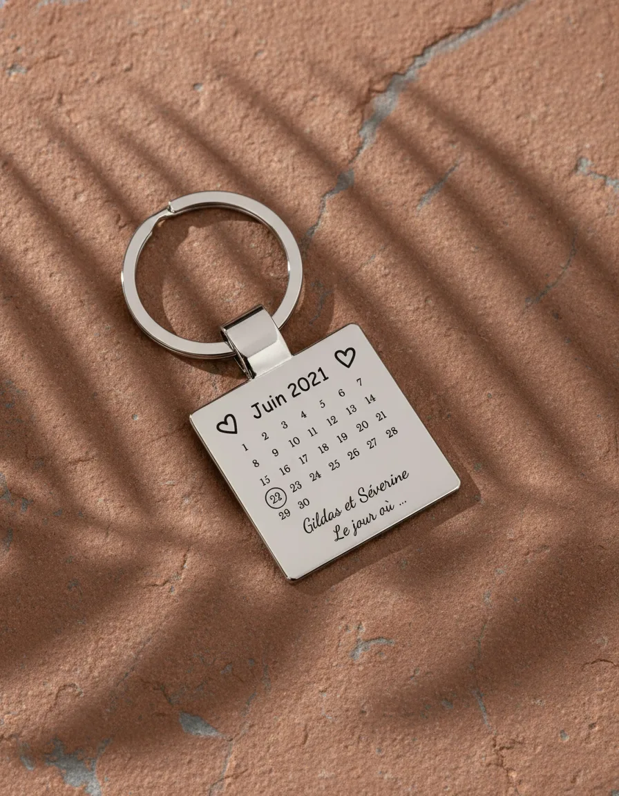 Porte cles personnalisé carre calendrier
