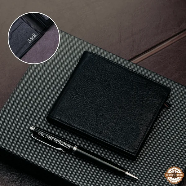 Coffret luxe stylo et portefeuille personnalisé