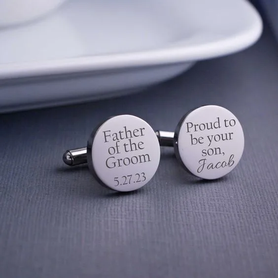 Bouton manchette personnalisé silver