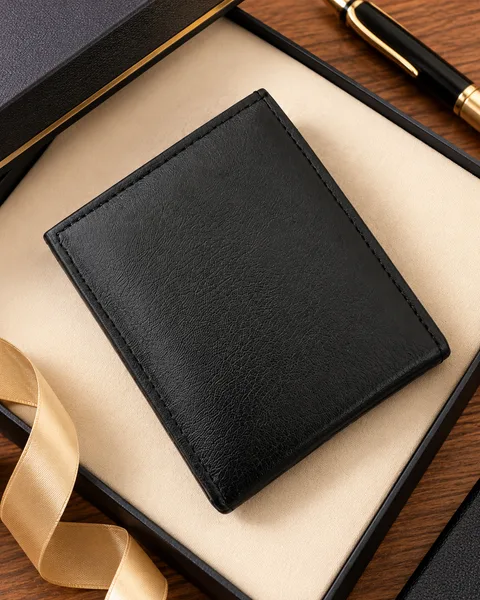 Portefeuille Homme en Cuir Noir Personnalisé avec Gravure