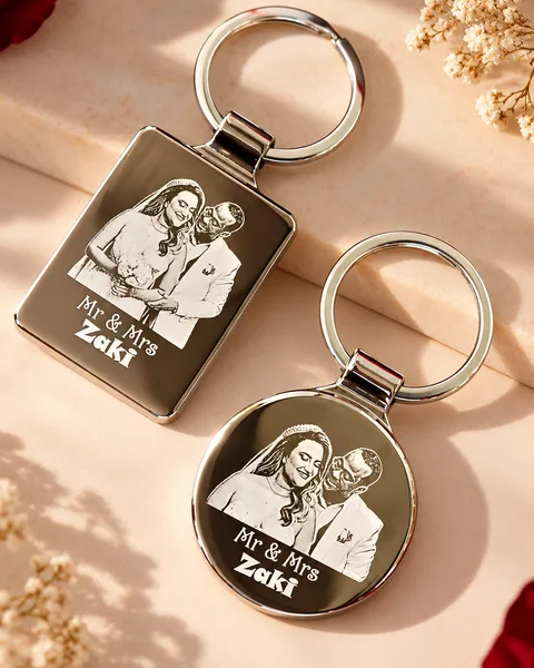 Porte-clés Personnalisé avec Photo et Texte Gravé – Idée Cadeau Couple en Tunisie