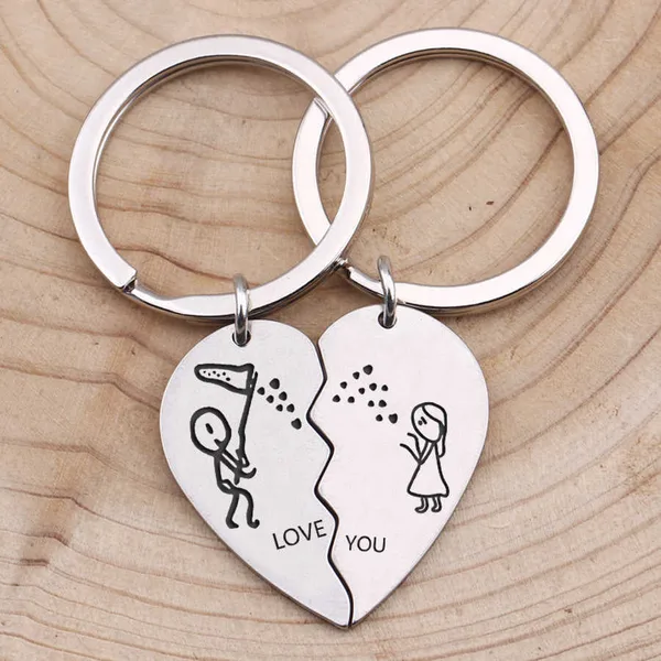 2 porte cles personnalisé demi coeur