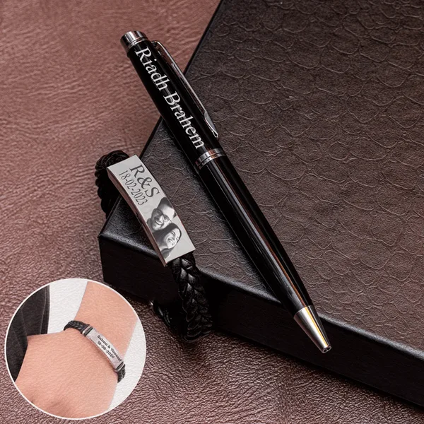 Coffret luxe stylo & bracelet personnalisé