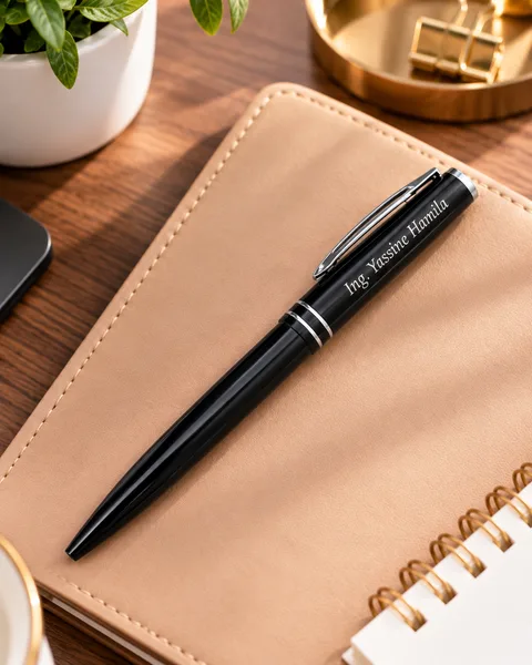 Stylo Luxe Noir Personnalisé avec Gravure