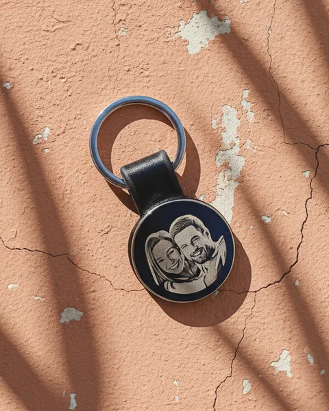 Porte cles personnalisé acier & cuir