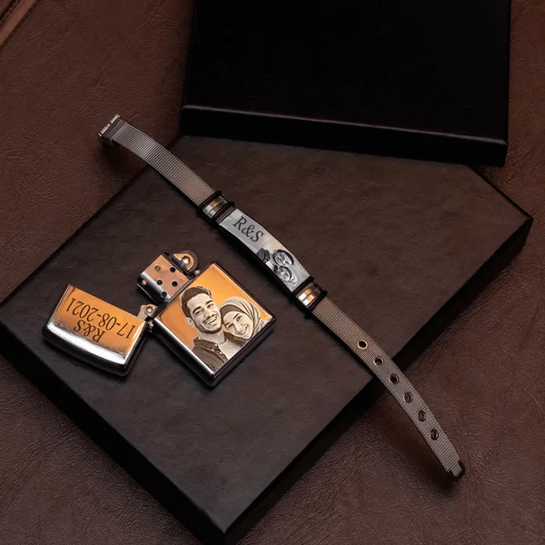 Coffret luxe bracelet & briquet personnalisé