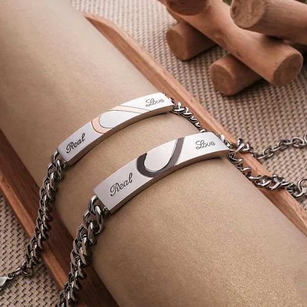 Bracelets Couple "Real Love" - Duo Gourmette Amoureux