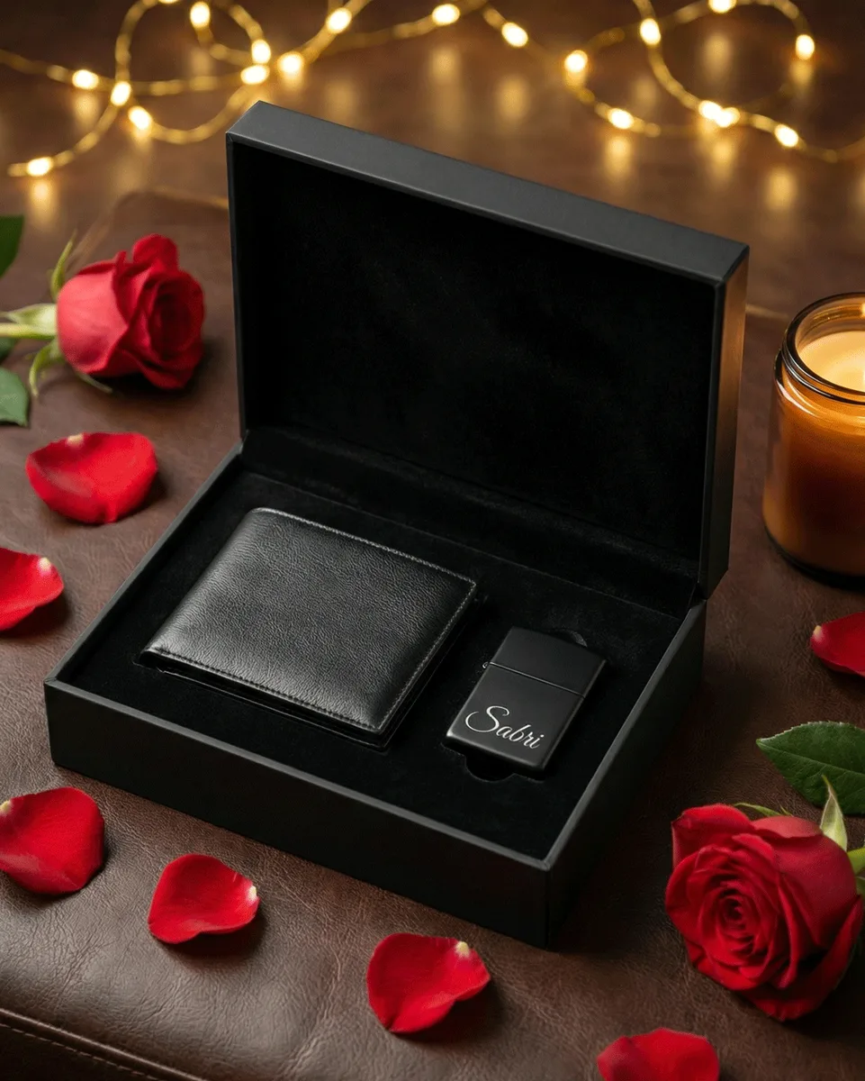 Coffret Cadeau Homme - Portefeuille & Briquet Personnalisé