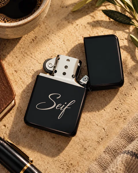 Briquet Personnalisé Noir Gravé au Prénom