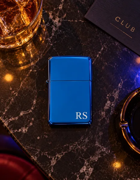 Briquet Personnalisé Bleu Premium – Gravure Initiales