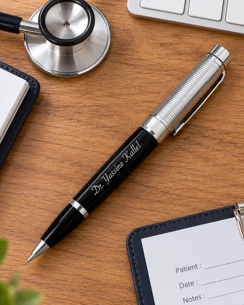 Stylo de Luxe Personnalisé – Édition Classique Chrome Texturé