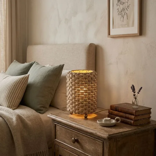 Veilleuse en fibre de palmier – forme cylindrique