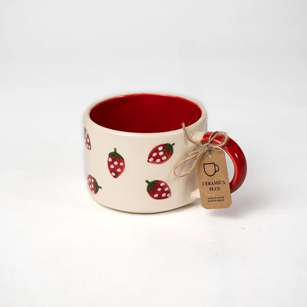 Mug Fraise Blanc & Rouge