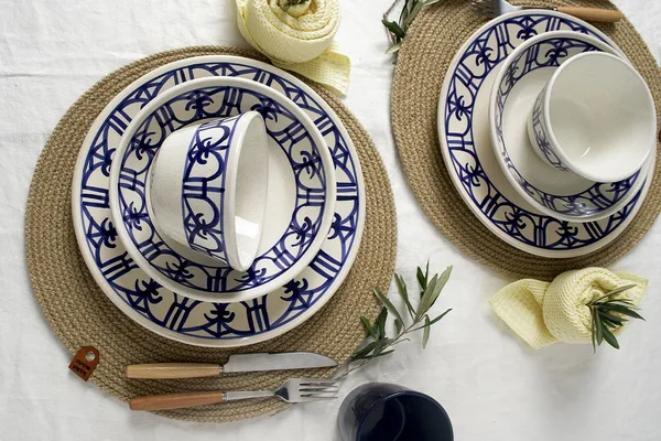Arena Bleu – Service à table 8 pièces en poterie